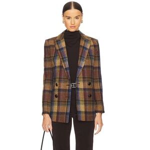 Veronica Beard Multicolor Oria Dickey Plaid Checkered Wool Blazer 0